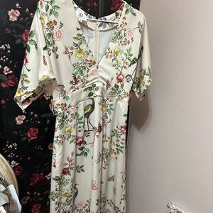 Floral Print Maxi Dress with V-Neck